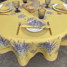 Round tablecloth in cotton lavenders "Bonnieux"  yellow