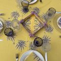 Rectangular centred tablecloth in cotton lavenders "Bonnieux" yellow from Tissus Toselli