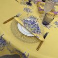 Round coated cotton tablecloth  lavenders "Bonnieux" yellow by TISSUS TOSELLI