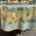 Round tablecloth in cotton "Mimosas" green