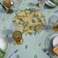 Round tablecloth in cotton "Mimosas" green