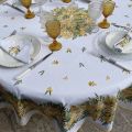 Round tablecloth in cotton "Mimosas" white