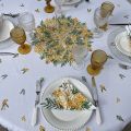 Round tablecloth in cotton "Mimosas" white