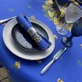 Round tablecloth in cotton "Mimosas" blue