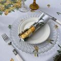 Rectangular centred tablecloth in cotton "Mimosas" white from Tissus Toselli