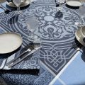 Square Jacquard polyester tablecloth "Chamaret" marine  from "Sud Etoffe"