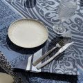 Square Jacquard polyester tablecloth "Chamaret" marine  from "Sud Etoffe"