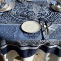 Rectangular Jacquard polyester tablecloth "Chamaret" marine  from "Sud Etoffe"