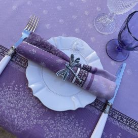 Jacquard table napkins "Lourmarin" parme by Tissus Toselli