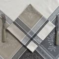 Jacquard table napkins "Olivia" grey and beige by Tissus Toselli