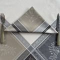 Jacquard table napkins "Olivia" grey and beige by Tissus Toselli