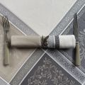 Jacquard table napkins "Olivia" grey and beige by Tissus Toselli