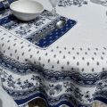 Nappe provençale ronde en coton "Avignon" bleue et blanche "Marat d'Avignon"