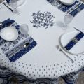 Nappe provençale ronde en coton "Avignon" bleue et blanche "Marat d'Avignon"