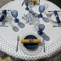 Rounb tablecloth in cotton "Avignon" blue and yellow by "Marat d'Avignon"