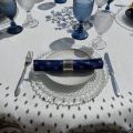 Rounb tablecloth in cotton "Avignon" blue and yellow by "Marat d'Avignon"