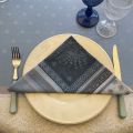 Jacquard table napkins "Lourmarin" blue and beige by Tissus Toselli