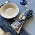 Jacquard table napkins "Lourmarin" blue and beige by Tissus Toselli