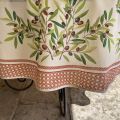 Round cotton tablecloth "Nyons" olives ocre, by Tisus Toselli