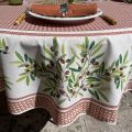 Round cotton tablecloth "Nyons" olives ocre, by Tisus Toselli