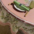 Round cotton tablecloth "Nyons" olives ocre, by Tisus Toselli