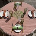 Round cotton tablecloth "Nyons" olives ocre, by Tisus Toselli