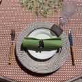 Round cotton tablecloth "Nyons" olives ocre, by Tisus Toselli