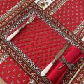 Bordered quilted placemats "Avignon" red and white, by Marat d'Avignon