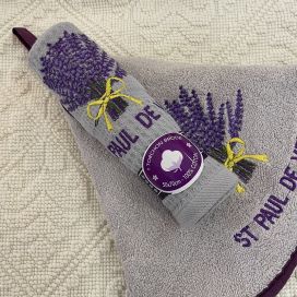 Embrodery kitchen or hand towel lavenders "Saint-Paul" grey