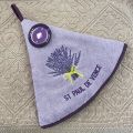 Embrodery round hand towel lavandes "Saint-Paul" mauve