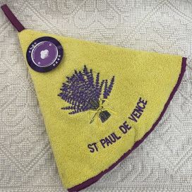 Embrodery round hand towel lavandes "Saint-Paul" yellow