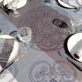 Rectangular Jacquard polyester tablecloth "Barcelone" grey from "Sud Etoffe"