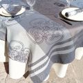 Rectangular Jacquard polyester tablecloth "Barcelone" grey from "Sud Etoffe"