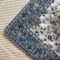 Bordered quilted placemats "Fleurs des Champs" white and blue, by Valdrôme