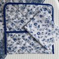 Quilted napkins poiuch and napkins "Fleurs des Champs" white and blue, by Valdrôme