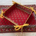 Coated cotton bread basket with laces, "Avignon" red and yellow by "Marat d'Avignon"