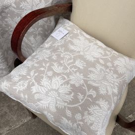 Housse de coussin Jacquard "Orient" lin et crème