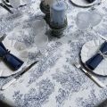 Damask Jacquard tablecloth Toile de Jouy "Coraline" blue