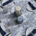 Damask Jacquard tablecloth Toile de Jouy "Coraline" blue