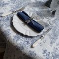 Damask Jacquard tablecloth Toile de Jouy "Coraline" blue