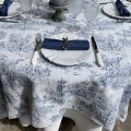 Damask Jacquard tablecloth Toile de Jouy "Coraline" blue