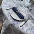 Damask Jacquard tablecloth Toile de Jouy "Coraline" blue