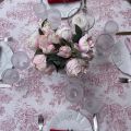 Damask Jacquard tablecloth Toile de Jouy "Coraline" pink