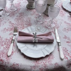 Nappe Jacquard damassée Toile de Jouy "Coraline" rose