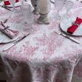 Damask Jacquard tablecloth Toile de Jouy "Coraline" pink