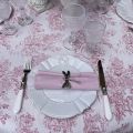 Damask Jacquard tablecloth Toile de Jouy "Coraline" pink