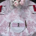 Damask Jacquard tablecloth Toile de Jouy "Coraline" pink