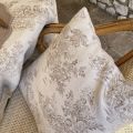 Provence Jacquard cushion cover toile de Jouy "Coraline" beige