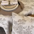 Housse de coussin Jacquard Toile de Jouy "Coraline" beige