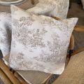 Housse de coussin Jacquard Toile de Jouy "Coraline" beige